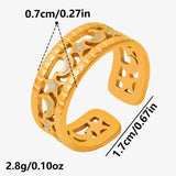 Elegant Ring Enamel Stainless Steel Rings For Women Men Accessories Flower Plant Jewelry Real Gold