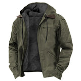 Men's Solid-Color Hooded Cotton Jacket