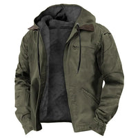 Men's Solid-Color Hooded Cotton Jacket