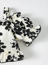 2 Pcs Floral One Shoulder Top+ Pant Set