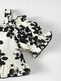 2 Pcs Floral One Shoulder Top+ Pant Set