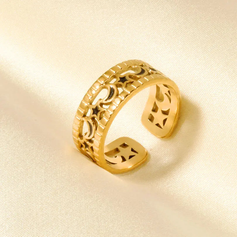 Elegant Ring Enamel Stainless Steel Rings For Women Men Accessories Flower Plant Jewelry Real Gold
