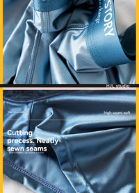 3PCS/Pack Luxury Ice Silk Satin-like Boxers Summer Smooth Cool Solid Men's Underpants Breathable Mesh Crotch Panties Underwear