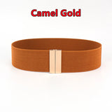 Fashion Women Elastic Band Wide Belts Simple Down Coat Waist Belt Female Buckle Black Strap Dress Decoration Accessories Ladies