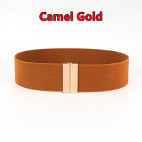 Fashion Women Elastic Band Wide Belts Simple Down Coat Waist Belt Female Buckle Black Strap Dress Decoration Accessories Ladies