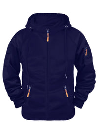 Men's Fashionable Solid Color Multi Pocket Zipper Hoodie