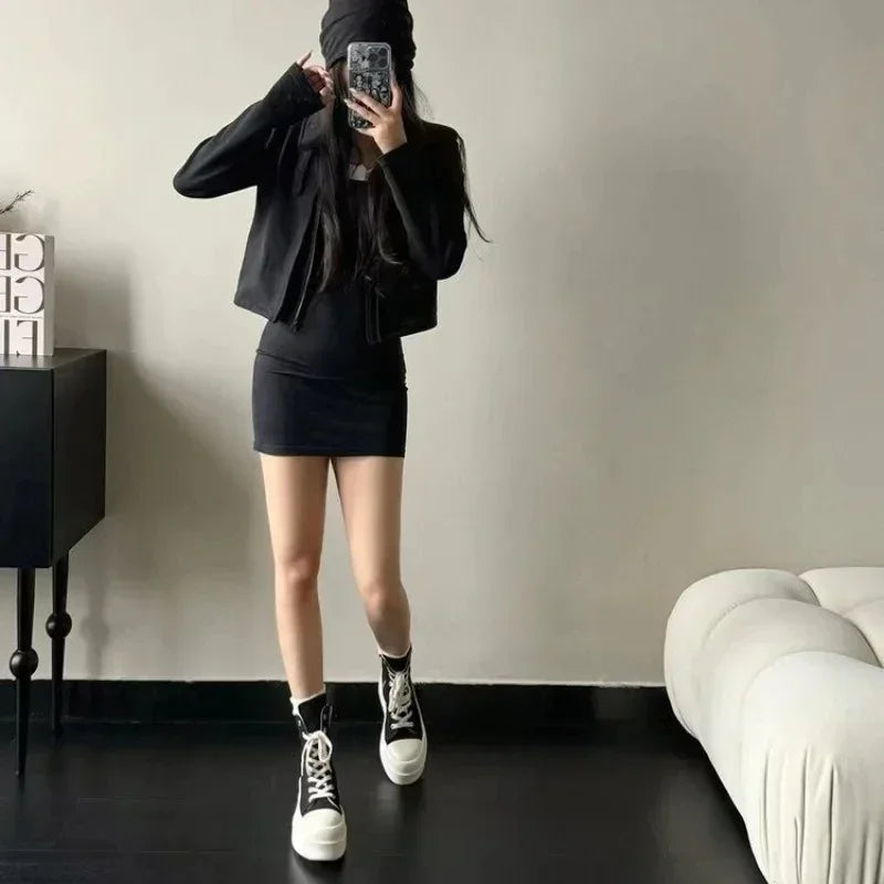 Women Punk High Top Flats Black Boots