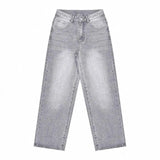 Women Straight Denims Washed Distressed Pants