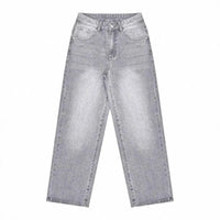 Women Straight Denims Washed Distressed Pants