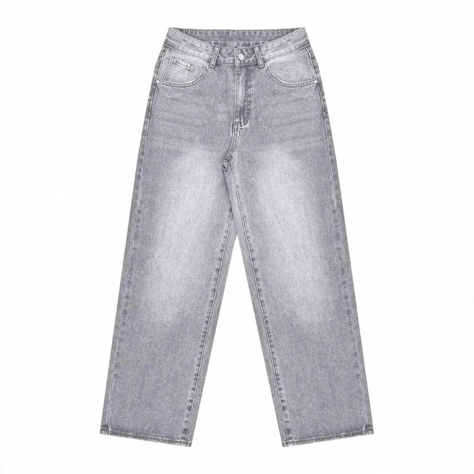 Women Straight Denims Washed Distressed Pants