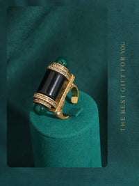 18K Gold-Plated Symmetrical Design Decorative Ring for Women