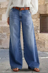 Women Vintage Distressed Wide Leg Streetwear Pants