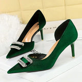 Women Thick Velvet Shallow Pencil High Heels
