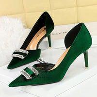 Women Thick Velvet Shallow Pencil High Heels