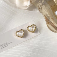 Gold Plated Pearl Heart Stud