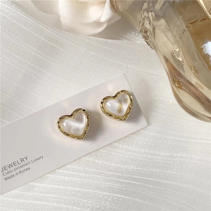 Gold Plated Pearl Heart Stud