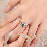 Classic Rose Gold Emerald Pair Ring for Women
