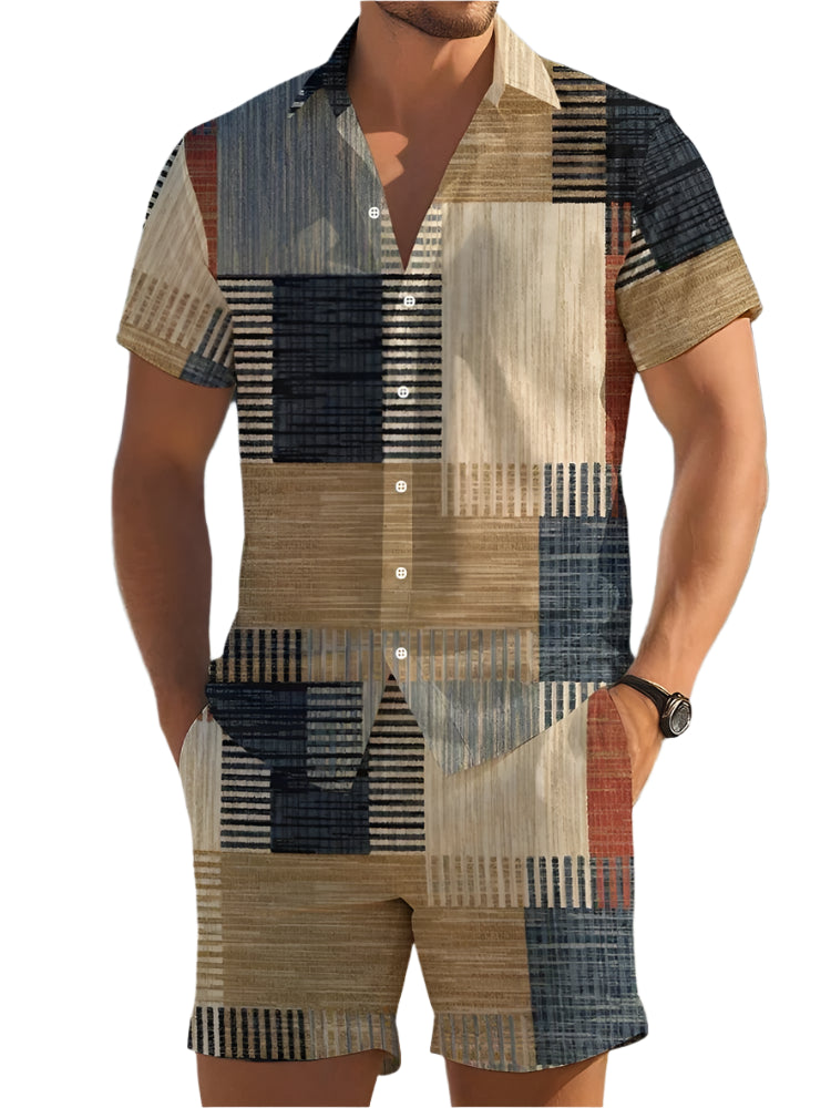 Men's Vintage Casual Shorts Set