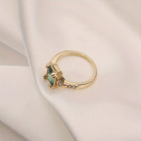 Fashion inlaid green stone ring personalized retro engagement ring female gold-plated