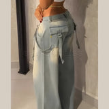 Vintage Washed Mid Waist Loose Pant
