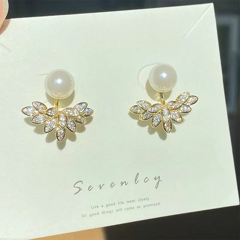 Gold Plated Pearl Heart Stud