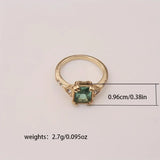 Fashion inlaid green stone ring personalized retro engagement ring female gold-plated