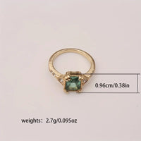 Fashion inlaid green stone ring personalized retro engagement ring female gold-plated