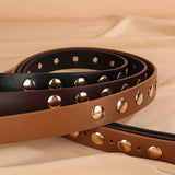 Women Studded Leather Belt Fashion Punk Style Ladies Belts for Jeans Dress Adjustable Waist Belt Rivet Decor