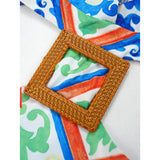 Elegant Printed Drawstring Halterneck Long Dress