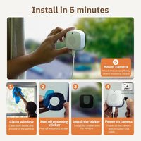 HEIYOUCAM Window Camera - Replaces Outdoor Cameras | 2.4/5GHz Wi-Fi | 3MP Resolution | Full-Color Night Vision Through Window |