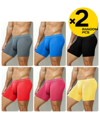 2pcs/3pcs/4pcs Long Leg Boxer Shorts for Men in Breathable Mesh Fabric Sport Underwear Randomly