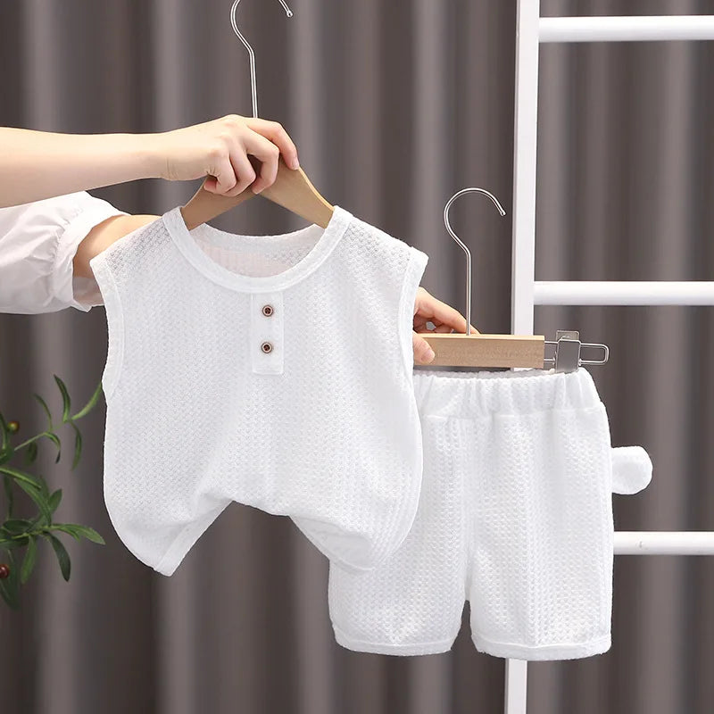 Casual Summer Baby Vest Shorts Sports Set