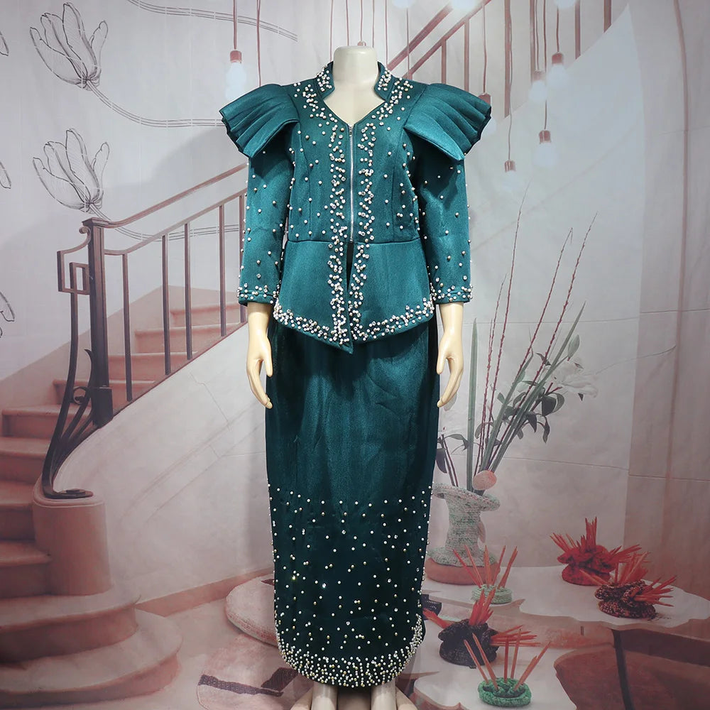 African women's elegant dress Mesh fabric