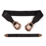 Personalized versatile black belt for women new style double buckle design high-end niche belt trend