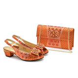 Fashion Italian Shoe and Bag Set with Rhinestone