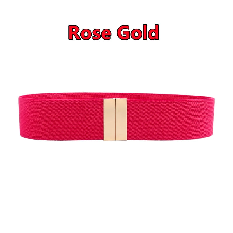 Fashion Women Elastic Band Wide Belts Simple Down Coat Waist Belt Female Buckle Black Strap Dress Decoration Accessories Ladies