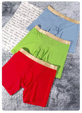 Men Ice Silk Sexy Underwear Long Leg Boxer Shorts Sports Breathable Mesh Thin Underpants Bulge Pouch Boxershorts Men See Through