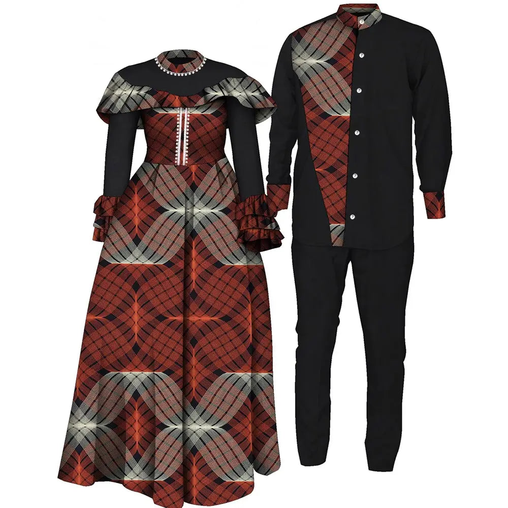 African Couple dress Top and Pants Suits - Wyq1093