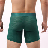 Fashion Ice Silk Underwear Long Leg Boxer Shorts For Man EUR Size Summer Thin Quick Dry Panties Lace Sexy Lengthen Underpants