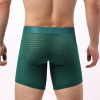 Fashion Ice Silk Underwear Long Leg Boxer Shorts For Man EUR Size Summer Thin Quick Dry Panties Lace Sexy Lengthen Underpants