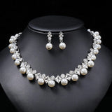 Personality flower Pearl Wedding Necklace Earring