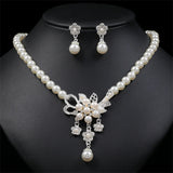 Personality flower Pearl Wedding Necklace Earring