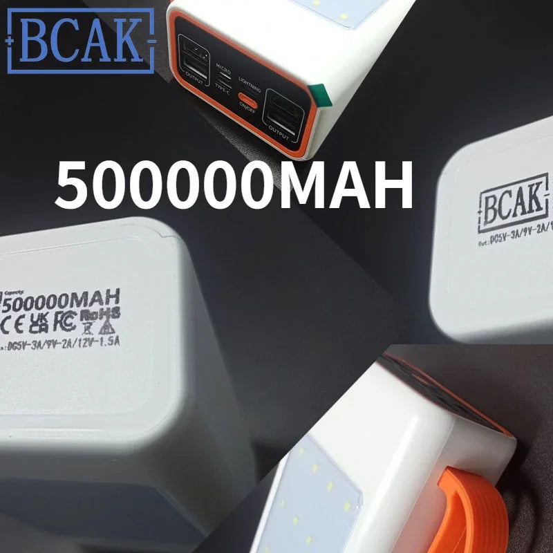 500000MAH  100000mah 200000mah 300000mahPowerbank Fast Charging Real Capacity BCAK with Built-in Cable Super Large Capacity