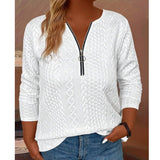 Plus Size Half-Zipper Long Sleeve T-Shirts