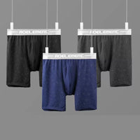 Men's Boxers Shorts Ice Silk Mesh Underwear Cueca Breathable U Convex Pouch Panties Man Middle Long Leg Underpants Large Size