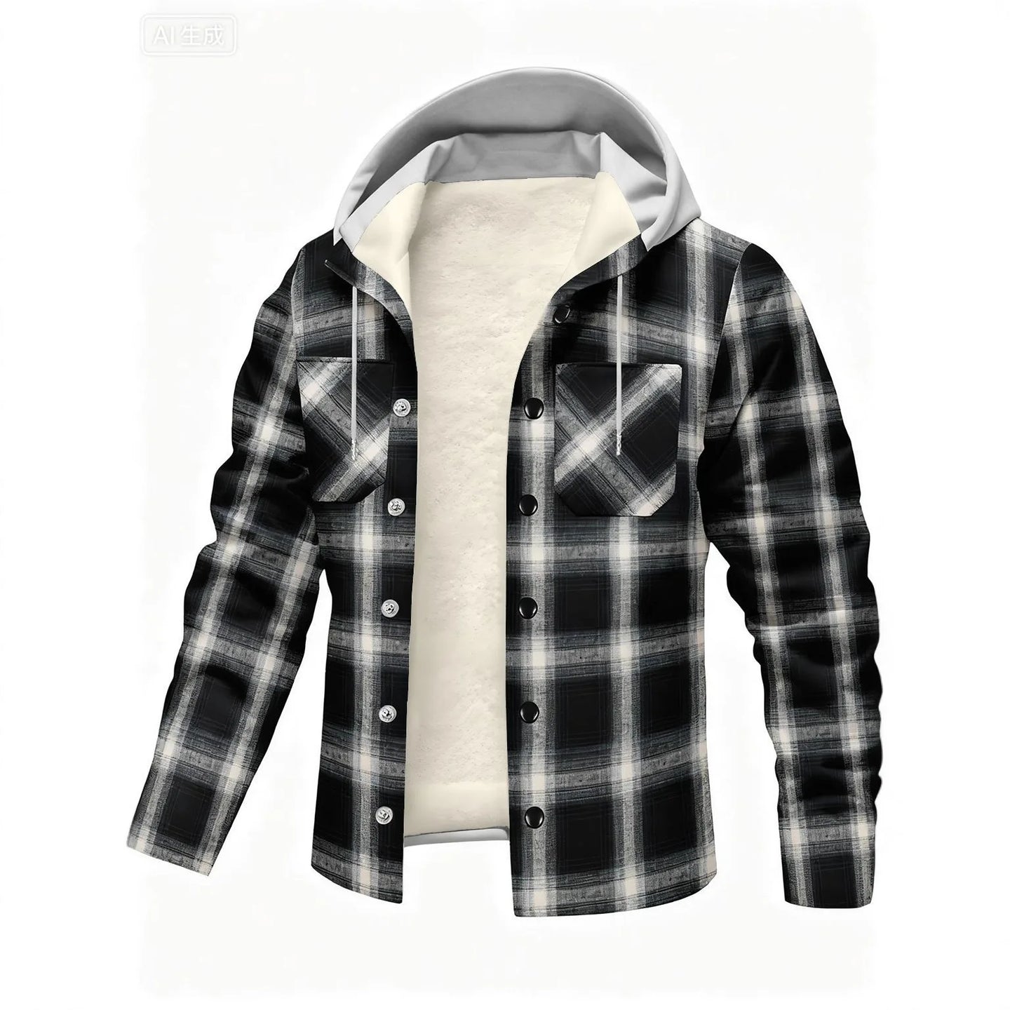 New Men's Coat Sweatshirt With Check Pattern