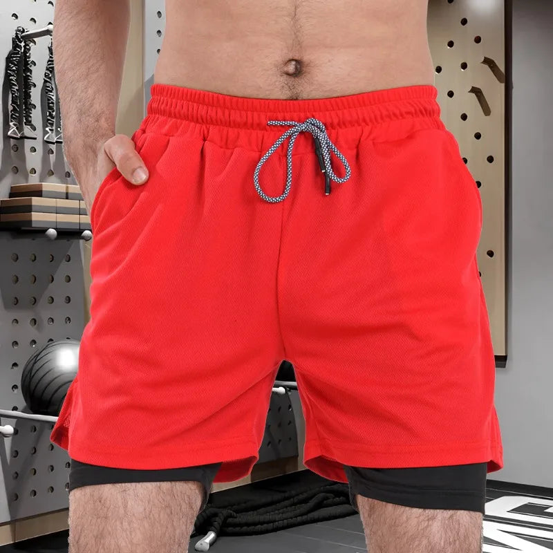 Men Sport Shorts Sportswear Double