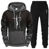 Mens Tracksuit Casual Printing Splash-ink Hooded Sweatshirts Sports Jogging Mens Clothing Autumn Winter Single Piece Tops Pants