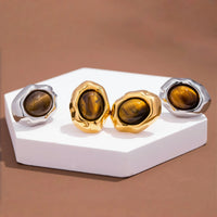 18K Gold Plated Stainless Steel with Gemstone