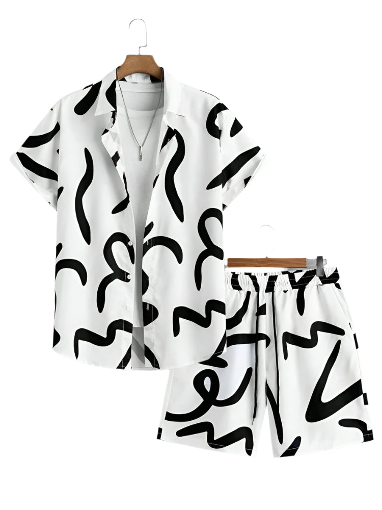 Drawstring  Shirt and Shorts Set